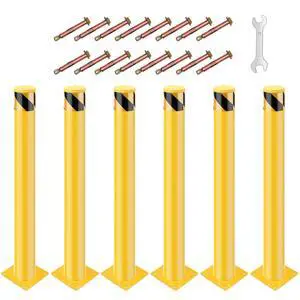 Safety Bollard Post, 36 x 4.5 in Steel Removable Traffic Parking Barrier Bollards, Yellow, 6 Pack Safety Bollard Post, 36 x 4.5 in Steel Removable Traffic Parking Barrier Bollards, Yellow, 6 Pack