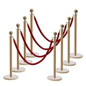 8 Pcs Gold Stanchion Posts Queue, Crowd Control Barriers with 5 Feet Velvet Ropes and 39.4 Inch Posts, Red Carpet Safety Barrier, Line Dividers for Party Theater Hotel, Weddings, Museums 8 Pcs Gold Stanchion Posts Queue, Crowd Control Barriers with 5 Feet Velvet Ropes and 39.4 Inch Posts, Red Carpet Safety Barrier, Line Dividers for Party Theater Hotel, Weddings, Museums