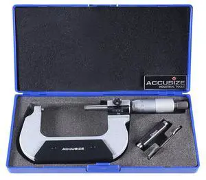 Outside Micrometer, 50-75mm, BC20-3000 | 0.01 mm Resolution, Carbide Faces, Hardened Spindle, Fitted Case Outside Micrometer, 50-75mm, BC20-3000 | 0.01 mm Resolution, Carbide Faces, Hardened Spindle, Fitted Case