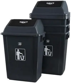 Plastic 15 Gallon Trash Can, 4 Packs Large Kitchen Garbage Bins with Swing Lid Plastic 15 Gallon Trash Can, 4 Packs Large Kitchen Garbage Bins with Swing Lid