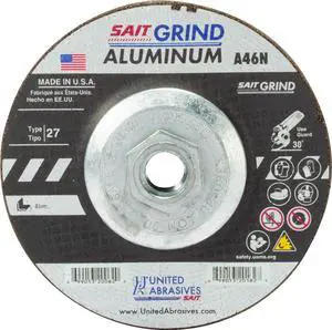 SAIT 20088 A46N Aluminum Grinding Wheel (Type 27/Depressed Center) 7" x 1/4" x 5/8-11", 10-Pack SAIT 20088 A46N Aluminum Grinding Wheel (Type 27/Depressed Center) 7" x 1/4" x 5/8-11", 10-Pack