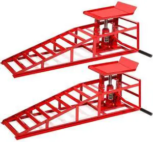 Stark 2 Pieces Auto Ramp Low Profile Car Lift Service Ramps Truck Trailer Garage Automotive Hydraulic Lift Repair Frame (Red) Stark 2 Pieces Auto Ramp Low Profile Car Lift Service Ramps Truck Trailer Garage Automotive Hydraulic Lift Repair Frame (Red)