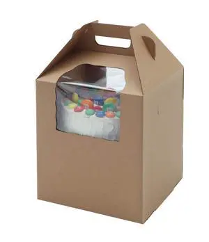 Plain Tall Kraft/Kraft Cake-Carrier Box 16" x 16" x 18" High with Window - 10 Pieces Plain Tall Kraft/Kraft Cake-Carrier Box 16" x 16" x 18" High with Window - 10 Pieces