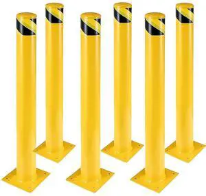 Safety Bollard, 6 Packs 36 Inch Height Bollard Post, 4.5 Inch Diameter, Yellow Safety Steel Bollard Post, with 24 Anchor Bolts, for Traffic Control, Driveway Barrier, Parking Pole Safety Bollard, 6 Packs 36 Inch Height Bollard Post, 4.5 Inch Diameter, Yellow Safety Steel Bollard Post, with 24 Anchor Bolts, for Traffic Control, Driveway Barrier, Parking Pole