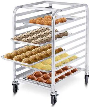 10 Tier Bun Pan Rack, Bakery Rack with 2 Lockable Wheels, 10 Sheet Aluminum Storage Cooling Trolley with Open Shelf, Dough Pizza Baking Mobile Rack for Home Commercial 10 Tier Bun Pan Rack, Bakery Rack with 2 Lockable Wheels, 10 Sheet Aluminum Storage Cooling Trolley with Open Shelf, Dough Pizza Baking Mobile Rack for Home Commercial