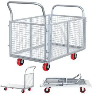 40" Lx24 W 6-in-1 Platform Truck Push Cart Dolly with Fenced, Industrial Foldable Hand Trucks with 2700LB Weight Capacity Large Size for Easy Storage and Wheels 40" Lx24 W 6-in-1 Platform Truck Push Cart Dolly with Fenced, Industrial Foldable Hand Trucks with 2700LB Weight Capacity Large Size for Easy Storage and Wheels