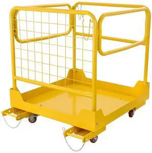 Forklift Safety Cage 36x36 Inch, 1200LBS Forklift Work Platform with 4 Wheels, Collapsible Forklift Man Basket Aerial Rails for Lifting Loader Forklift Safety Cage 36x36 Inch, 1200LBS Forklift Work Platform with 4 Wheels, Collapsible Forklift Man Basket Aerial Rails for Lifting Loader