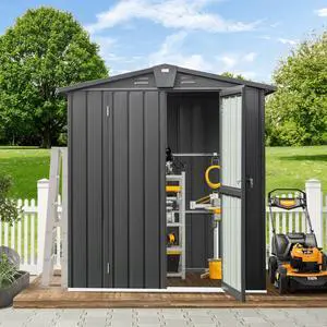 Domi Outdoor Storage Shed 5.7'x 3', Metal Garden Shed for Bike, Trash Can, Tools, Lawn Mowers, Pool Toys, Galvanized Steel Outdoor Storage Cabinet with Lockable Door for Backyard, Patio, Lawn Domi Outdoor Storage Shed 5.7'x 3', Metal Garden Shed for Bike, Trash Can, Tools, Lawn Mowers, Pool Toys, Galvanized Steel Outdoor Storage Cabinet with Lockable Door for Backyard, Patio, Lawn