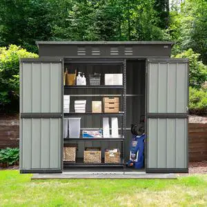 Domi 6 x 4 FT Outdoor Storage Shed, Metal Garden Shed for Bike, Trash Can, Tool, Lawn Mowers, Pool Toys, Lockable Outdoor Storage Cabinet Galvanized Steel for Backyard, Patio, Lawn Dark Gray Domi 6 x 4 FT Outdoor Storage Shed, Metal Garden Shed for Bike, Trash Can, Tool, Lawn Mowers, Pool Toys, Lockable Outdoor Storage Cabinet Galvanized Steel for Backyard, Patio, Lawn Dark Gray