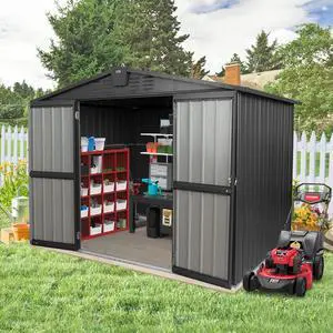 Domi Outdoor Storage Shed 8.2'x 6.2', Metal Garden Shed for Bike, Trash Can, Tools, Lawn Mowers, Pool Toys, Galvanized Steel Outdoor Storage Cabinet with Lockable Door for Backyard, Patio, Lawn Domi Outdoor Storage Shed 8.2'x 6.2', Metal Garden Shed for Bike, Trash Can, Tools, Lawn Mowers, Pool Toys, Galvanized Steel Outdoor Storage Cabinet with Lockable Door for Backyard, Patio, Lawn