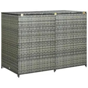 Garbage Can Shed, Trash Bin Shed, Double Wheelie Bin Storage, Outdoor Garbage Can Enclosure for Garden Patio Backyard, Anthracite Poly Rattan Garbage Can Shed, Trash Bin Shed, Double Wheelie Bin Storage, Outdoor Garbage Can Enclosure for Garden Patio Backyard, Anthracite Poly Rattan