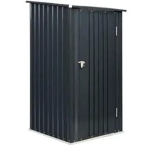 Outdoor Storage Shed, 3 x 3 FT Metal Steel Garden Shed with Single Lockable Door, Small Shed Outdoor Steel Utility Tool Shed for Backyard Patio Garden Lawn, Grey Outdoor Storage Shed, 3 x 3 FT Metal Steel Garden Shed with Single Lockable Door, Small Shed Outdoor Steel Utility Tool Shed for Backyard Patio Garden Lawn, Grey