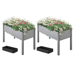 Elevated Planter Bed Outdoor, Wooden Raised Garden Bed, Rectangle Raised Bed with Stable Structure Wooden Garden Box Standing Planter for Garden/Patio/Backyard/Outdoor,2pcs Elevated Planter Bed Outdoor, Wooden Raised Garden Bed, Rectangle Raised Bed with Stable Structure Wooden Garden Box Standing Planter for Garden/Patio/Backyard/Outdoor,2pcs