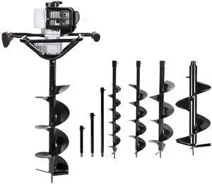 52CC 1800W Gas Powered Earth Auger Post Hole Digger, with 4 Drill Bits 4" 6" 8" 12" and 3 Extension Rods 8" 12" 20", Mixing Ratio 30:1, for Farmland Garden and Planting, EPA Certified 52CC 1800W Gas Powered Earth Auger Post Hole Digger, with 4 Drill Bits 4" 6" 8" 12" and 3 Extension Rods 8" 12" 20", Mixing Ratio 30:1, for Farmland Garden and Planting, EPA Certified