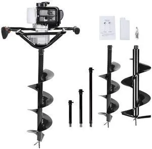 52cc 2.4HP Auger Post Hole Digger Gas Powered with Two Earth Auger Drill Bit 6" & 10"+ Extention Kit 52cc 2.4HP Auger Post Hole Digger Gas Powered with Two Earth Auger Drill Bit 6" & 10"+ Extention Kit