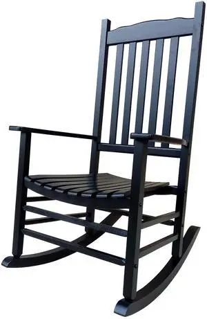 A001BK Black Wood Porch Rocker/Outdoor Rocking Chair - Easy to Assemble - Comfortable Size - Outdoor or Indoor Use A001BK Black Wood Porch Rocker/Outdoor Rocking Chair - Easy to Assemble - Comfortable Size - Outdoor or Indoor Use