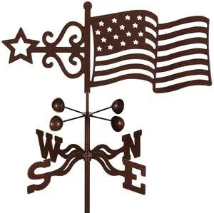 EZ Vane Steel USA Flag Weathervane 21 Height, Includes Metal Roof Mount, Wind Cups & Brackets | Hand-Crafted and Family-Owned, Made in The USA with Triple Powder Coating, Limited EZ Vane Steel USA Flag Weathervane 21 Height, Includes Metal Roof Mount, Wind Cups & Brackets | Hand-Crafted and Family-Owned, Made in The USA with Triple Powder Coating, Limited