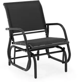 Swing Glider Chair W/Study Metal Frame Comfortable Patio Chair Love-Seat for Garden, Porch, Backyard, Poolside, Lawn Outdoor Rocking Chair (1, Black) Swing Glider Chair W/Study Metal Frame Comfortable Patio Chair Love-Seat for Garden, Porch, Backyard, Poolside, Lawn Outdoor Rocking Chair (1, Black)