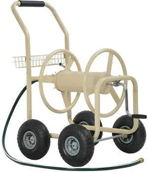 Garden Hose Reel Cart, Water Hose Cart with 4 Wheels, Hold Up to 300 ft of 5/8 Hose,Heavy Duty Powder-Coated Steel Planting with Storage Basket, for Garden, Yard and Lawn Garden Hose Reel Cart, Water Hose Cart with 4 Wheels, Hold Up to 300 ft of 5/8 Hose,Heavy Duty Powder-Coated Steel Planting with Storage Basket, for Garden, Yard and Lawn