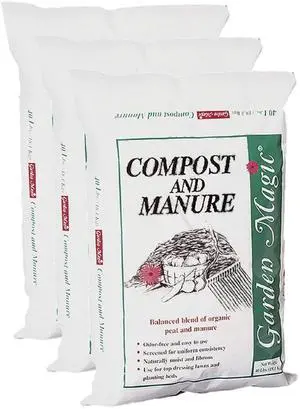Michigan Peat 40 Pound Compost and Manure with Odor Free Blend and Naturally Moist and Fibrous for Lawn and Garden, 3 Pack Michigan Peat 40 Pound Compost and Manure with Odor Free Blend and Naturally Moist and Fibrous for Lawn and Garden, 3 Pack