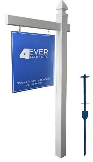 Vinyl PVC Real Estate Sign Post - White - 6' Tall Post Vinyl PVC Real Estate Sign Post - White - 6' Tall Post