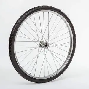 26" Flat Free Wheel | Wire Spoke Replacement Wheel | Silver Spoke Tire with Turf-Style Tread | 5/8" Bearings | 2.75" Hub 26" Flat Free Wheel | Wire Spoke Replacement Wheel | Silver Spoke Tire with Turf-Style Tread | 5/8" Bearings | 2.75" Hub