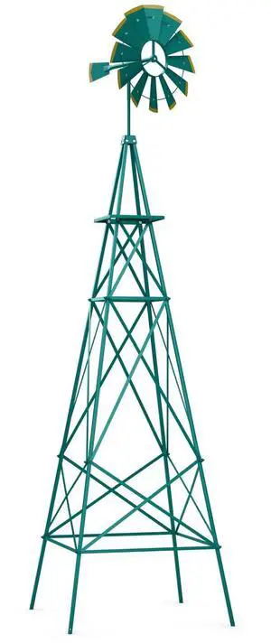 8.3FT Windmill Yard Garden Metal Ornamental Wind Mill Weather Vane Weather Resistant (Green) 8.3FT Windmill Yard Garden Metal Ornamental Wind Mill Weather Vane Weather Resistant (Green)