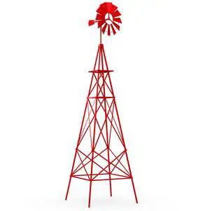 8.3FT Windmill Yard Garden Metal Ornamental Wind Mill Weather Vane Weather Resistant (Red) 8.3FT Windmill Yard Garden Metal Ornamental Wind Mill Weather Vane Weather Resistant (Red)