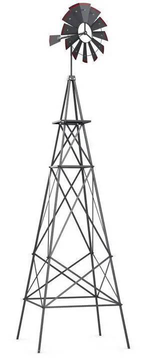 8.3FT Windmill Yard Garden Metal Ornamental Wind Mill Weather Vane Weather Resistant (Grey) 8.3FT Windmill Yard Garden Metal Ornamental Wind Mill Weather Vane Weather Resistant (Grey)