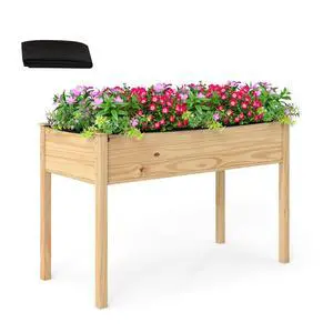 Raised Garden Bed, Elevated Wood Planter Box with Liner, 47"x23"x30" Freestanding Raised Bed for Indoor Outdoor Plants, Vegetables Flower Herbs Fruit Gardening Raised Garden Bed, Elevated Wood Planter Box with Liner, 47"x23"x30" Freestanding Raised Bed for Indoor Outdoor Plants, Vegetables Flower Herbs Fruit Gardening