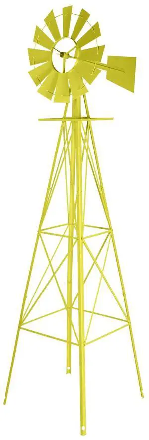 8FT Ornamental Windmill Backyard Garden Decoration Weather Vane, Heavy Duty Metal Wind Mill w/ 4 Legs Design (Yellow) 8FT Ornamental Windmill Backyard Garden Decoration Weather Vane, Heavy Duty Metal Wind Mill w/ 4 Legs Design (Yellow)