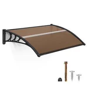 39.8 inch Window Awning Outdoor Polycarbonate Hollow Sheet Door Patio Canopy (40''x40'', Dark Brown Panels with Black Bracket) 39.8 inch Window Awning Outdoor Polycarbonate Hollow Sheet Door Patio Canopy (40''x40'', Dark Brown Panels with Black Bracket)