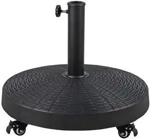 Patio Umbrella Base, Heavy-Duty Stand Resin Weights with Wheels for Outdoor Market Umbrella, 52lbs, Black Patio Umbrella Base, Heavy-Duty Stand Resin Weights with Wheels for Outdoor Market Umbrella, 52lbs, Black