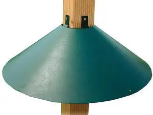 Metal 4 x 4 Inch Wrap Around Bird Feeder Squirrel Baffle Guard Pole Posts to Deter Squirrels, Racoons, and Critters from Bird Feeders, Green Metal 4 x 4 Inch Wrap Around Bird Feeder Squirrel Baffle Guard Pole Posts to Deter Squirrels, Racoons, and Critters from Bird Feeders, Green