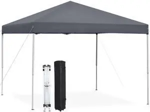 10 x 10 FT Pop Up Canopy Tent - Instant Outdoor Folding Canopy w/Wheeled Carry Bag, 4 Ropes, Straight Legs, Stakes, Height Adjustable Outdoor Tent Sun Protection Beach Shelter Dark Gray 10 x 10 FT Pop Up Canopy Tent - Instant Outdoor Folding Canopy w/Wheeled Carry Bag, 4 Ropes, Straight Legs, Stakes, Height Adjustable Outdoor Tent Sun Protection Beach Shelter Dark Gray