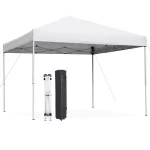 10 x 10 FT Pop Up Canopy Tent - Instant Outdoor Canopy with Wheeled Carry Bag, 4 Ropes, Straight Legs, Stakes,Height Adjustable Outdoor Tent Sun Protection Beach Shelter, White 10 x 10 FT Pop Up Canopy Tent - Instant Outdoor Canopy with Wheeled Carry Bag, 4 Ropes, Straight Legs, Stakes,Height Adjustable Outdoor Tent Sun Protection Beach Shelter, White
