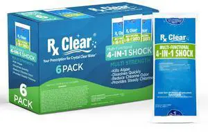 Multi-Functional 4-in-1 Swimming Pool Shock | 99% Sodium Dichloro-s-Triazinetrione Dihydrate | Kills Bacteria and Algae | One-Pound Bags | 6-Pack Multi-Functional 4-in-1 Swimming Pool Shock | 99% Sodium Dichloro-s-Triazinetrione Dihydrate | Kills Bacteria and Algae | One-Pound Bags | 6-Pack