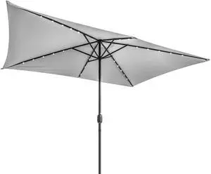 Rectangular Solar Powered LED Lighted Patio Umbrella - 10' x 6.5' - (Gray) Rectangular Solar Powered LED Lighted Patio Umbrella - 10' x 6.5' - (Gray)