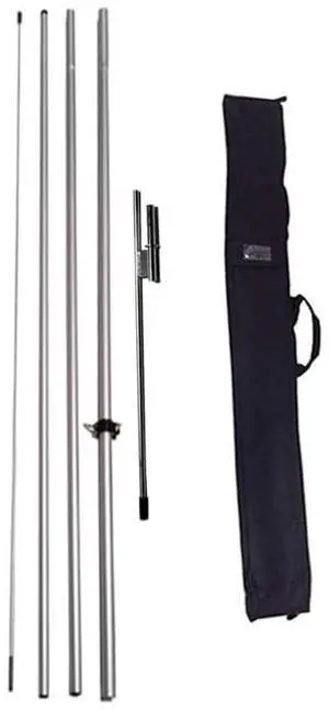 Pack of 1 - Feather Banner Flutter Flag Telescoping Hardware Sets, 4-Piece 15ft Telescopic, 1 Pole Kit, 1 Travel Bag and 1 Ground Spike & tie-Down Clip, Perfect for Windless & Swooper Flags Pack of 1 - Feather Banner Flutter Flag Telescoping Hardware Sets, 4-Piece 15ft Telescopic, 1 Pole Kit, 1 Travel Bag and 1 Ground Spike & tie-Down Clip, Perfect for Windless & Swooper Flags