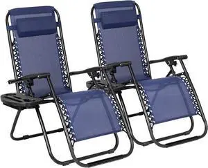 Patio Zero Gravity Chair Outdoor Folding Lounge Chair Recliners Adjustable Lawn Lounge Chair with Pillow for Poolside, Yard and Camping (Deep Blue) Patio Zero Gravity Chair Outdoor Folding Lounge Chair Recliners Adjustable Lawn Lounge Chair with Pillow for Poolside, Yard and Camping (Deep Blue)