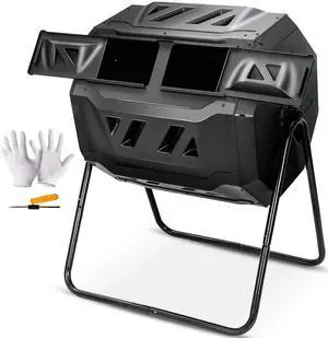 43 Gallon Compost Tumbler Bin Composter Dual Chamber BPA Free Compost Bin Outdoor Rotating Garden Yard Waste Bins 43 Gallon Compost Tumbler Bin Composter Dual Chamber BPA Free Compost Bin Outdoor Rotating Garden Yard Waste Bins