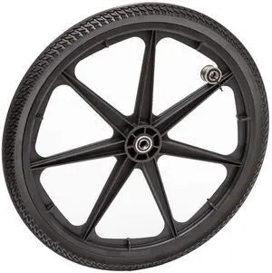 Flat Free Plastic Spoke Wheel | Wheel for Lawnmower, Garden Cart, Pony Wagon, Utility Cart | 11-24" Diameter | 5/8-3/4 Axle Bearing Options Flat Free Plastic Spoke Wheel | Wheel for Lawnmower, Garden Cart, Pony Wagon, Utility Cart | 11-24" Diameter | 5/8-3/4 Axle Bearing Options