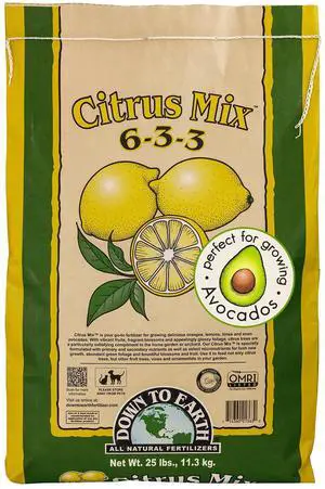 Organic Citrus Mix - Plant Food for Lemons, Limes, Oranges and Avocados 6-3-3, 25 lb Organic Citrus Mix - Plant Food for Lemons, Limes, Oranges and Avocados 6-3-3, 25 lb
