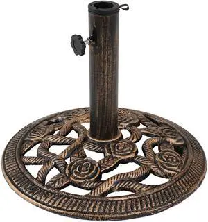 Sunnydaze 17lb Cast Iron Patio Umbrella Base - Heavy-Duty Round Metal Outdoor Market Umbrella Stand for Outside - 16-Inch - Bronze - Rose Blossom Sunnydaze 17lb Cast Iron Patio Umbrella Base - Heavy-Duty Round Metal Outdoor Market Umbrella Stand for Outside - 16-Inch - Bronze - Rose Blossom