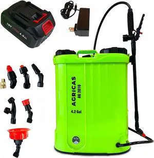 Battery Powered Backpack Sprayer 4.2 Gallon, Adjustable 0-100 PSI Pressure, Compatible with Makita 18V Battery, 7 Nozzles, Telescopic Wand, Charger Included, Electric Sprayer, Lawn & Garden Use Battery Powered Backpack Sprayer 4.2 Gallon, Adjustable 0-100 PSI Pressure, Compatible with Makita 18V Battery, 7 Nozzles, Telescopic Wand, Charger Included, Electric Sprayer, Lawn & Garden Use