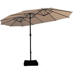 15 Ft Patio Double Sided Umbrella with Base, Outdoor Extra Large Market Umbrella with Crank Handle, Outdoor Twin Table Umbrella Base Included, Umbrella with Crank and Base 15 Ft Patio Double Sided Umbrella with Base, Outdoor Extra Large Market Umbrella with Crank Handle, Outdoor Twin Table Umbrella Base Included, Umbrella with Crank and Base