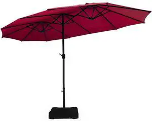 15 Ft Patio Double Sided Umbrella with Base, Outdoor Extra Large Market Umbrella with Crank Handle, Outdoor Twin Table Umbrella Base Included, Umbrella with Crank and Base 15 Ft Patio Double Sided Umbrella with Base, Outdoor Extra Large Market Umbrella with Crank Handle, Outdoor Twin Table Umbrella Base Included, Umbrella with Crank and Base