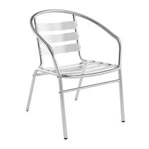 Lila Commercial Aluminum Indoor-Outdoor Restaurant Stack Chair with Triple Slat Back and Arms Lila Commercial Aluminum Indoor-Outdoor Restaurant Stack Chair with Triple Slat Back and Arms