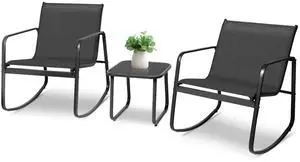 3 Pieces Patio Furniture Set Outdoor Conversation Furniture 2 Chairs with Glass Top Coffee Table Sets Beige Cushions Backyard, Pool, Garden 3 Pieces Patio Furniture Set Outdoor Conversation Furniture 2 Chairs with Glass Top Coffee Table Sets Beige Cushions Backyard, Pool, Garden