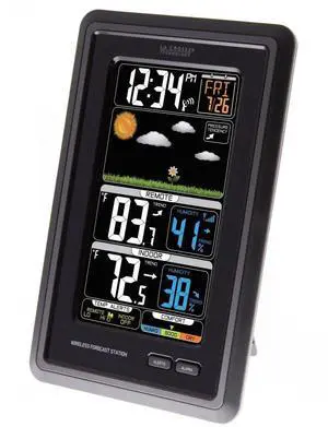 308-1425B-INT Vertical Wireless Color Weather Station with Pressure, Black 308-1425B-INT Vertical Wireless Color Weather Station with Pressure, Black